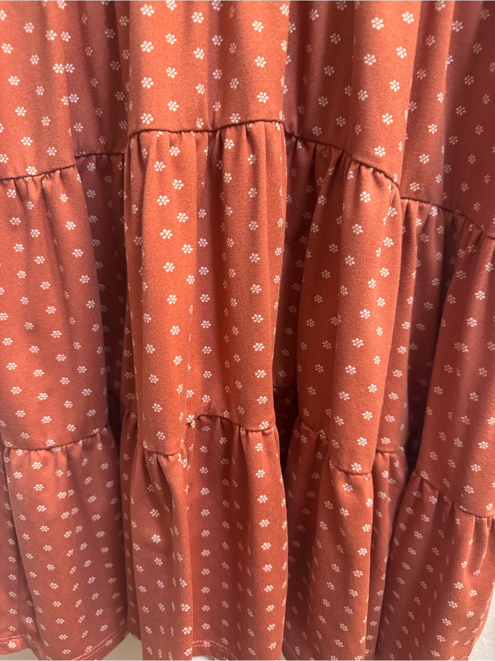 Urban Outfitters Rust Polka Dot Tiered V-Neck Dress - Picture 3 of 6
